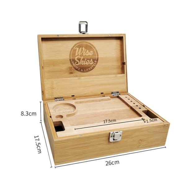 Wise Skies Bamboo Wooden Rolling Box